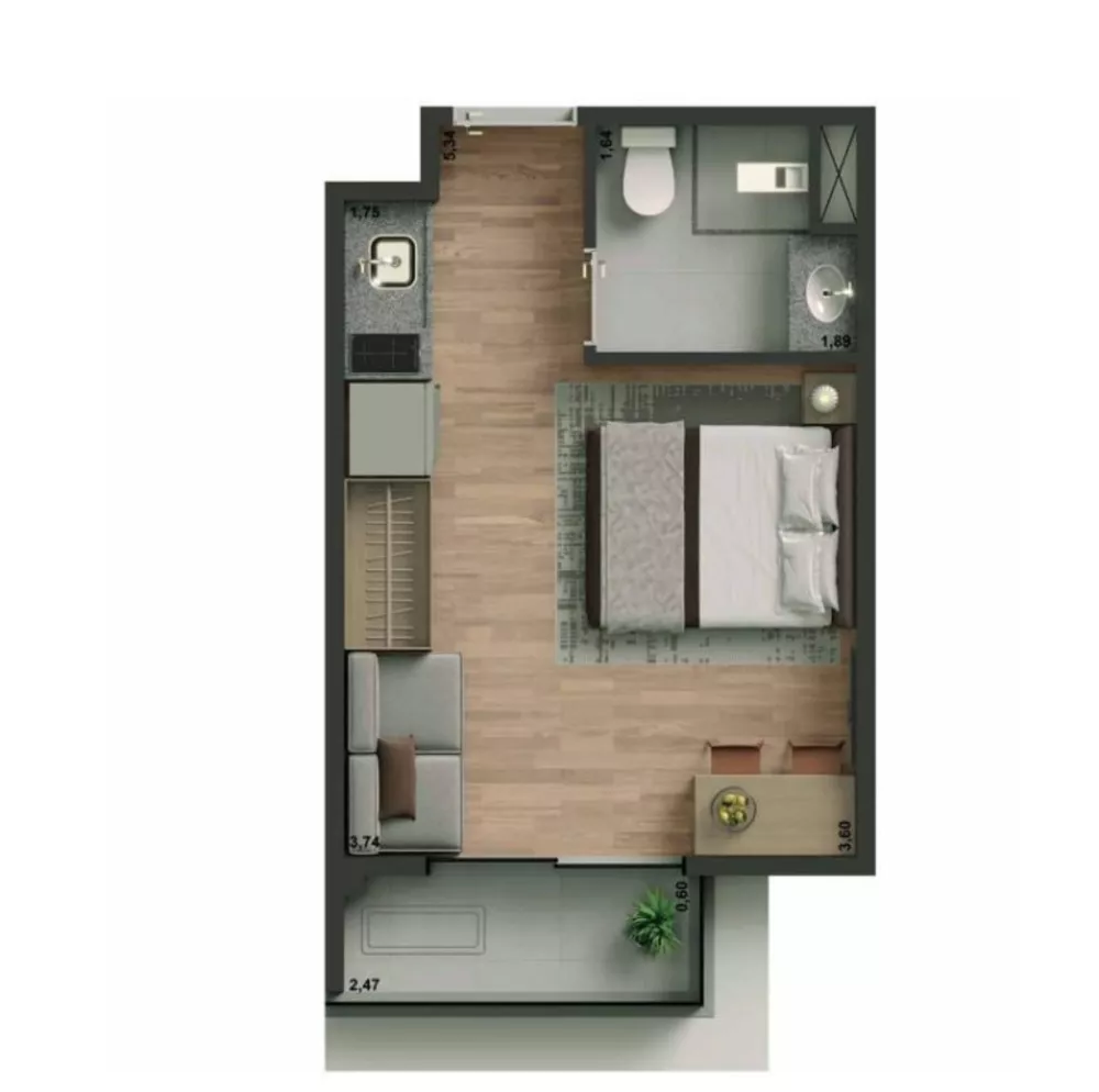 Apartamento, 1 quarto, 24 m² - Foto 2