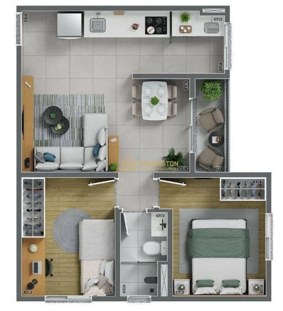 Apartamento, 2 quartos, 45 m² - Foto 9