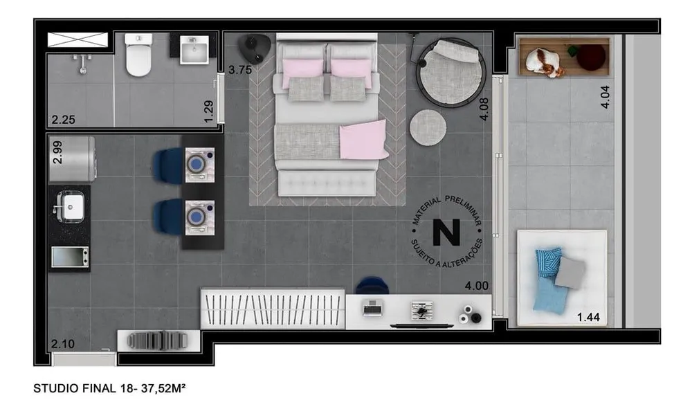 Apartamento, 1 quarto, 25 m² - Foto 7
