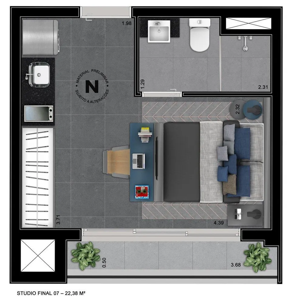 Apartamento, 1 quarto, 25 m² - Foto 9