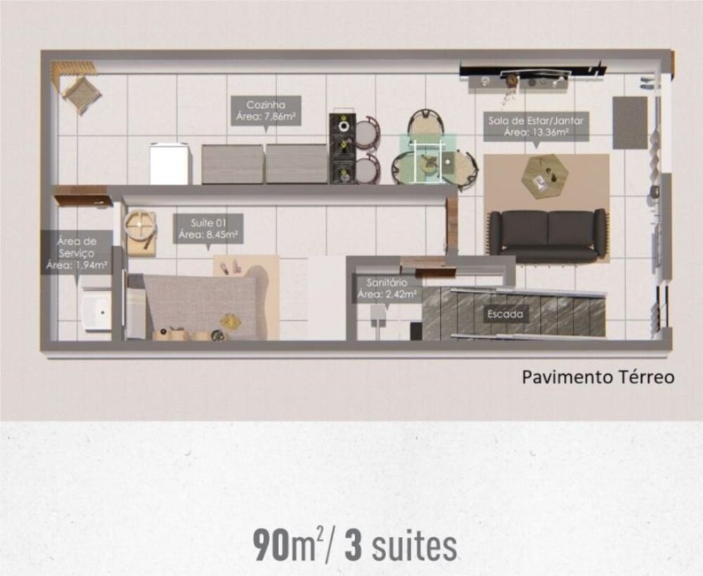 Casa, 3 quartos, 90 m² - Foto 3