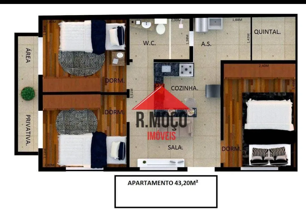 Apartamento, 3 quartos, 43 m² - Foto 9