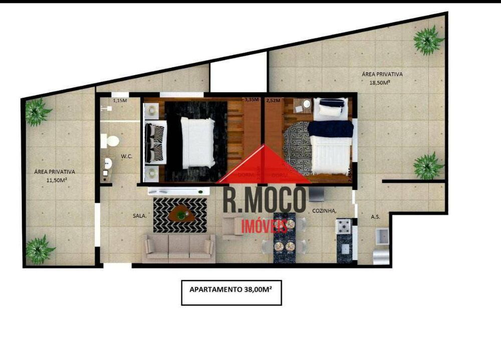 Apartamento, 3 quartos, 43 m² - Foto 3