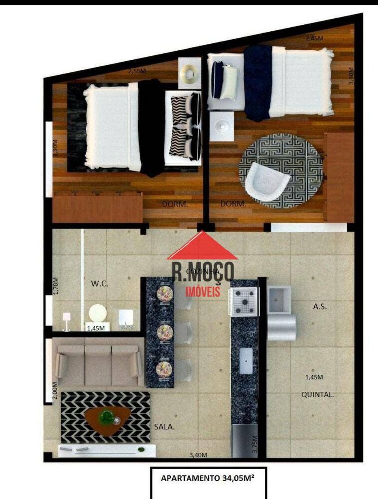 Apartamento, 3 quartos, 43 m² - Foto 4