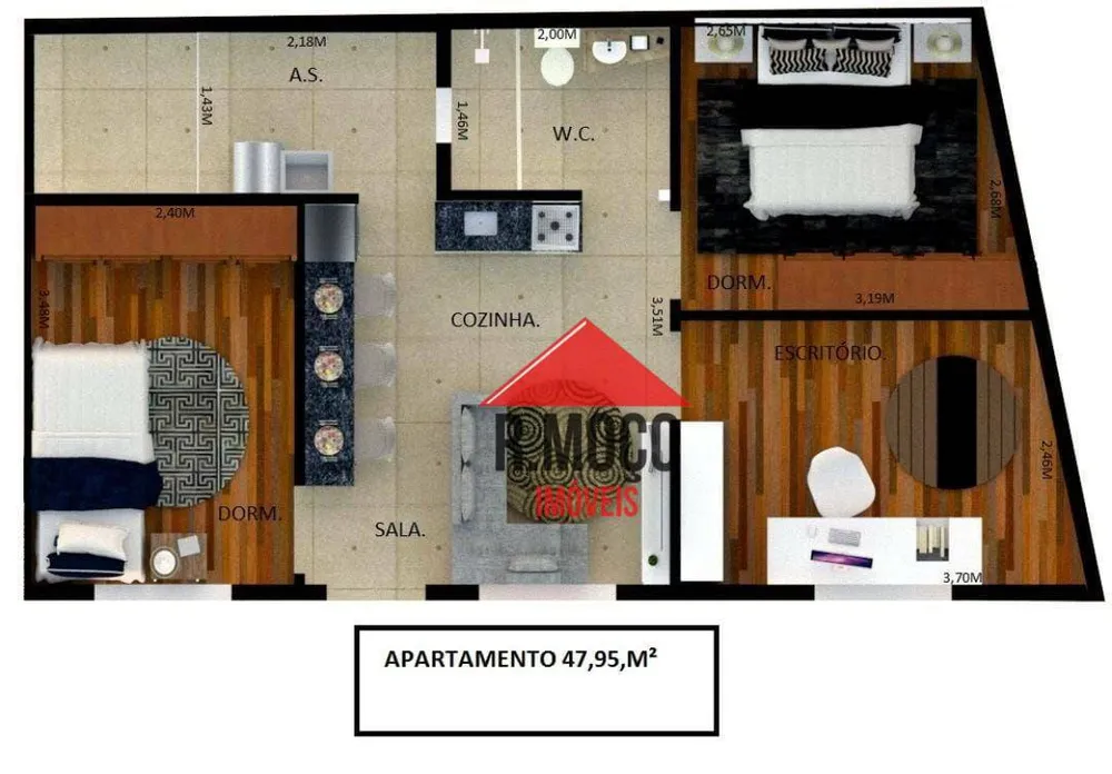 Apartamento, 3 quartos, 43 m² - Foto 8