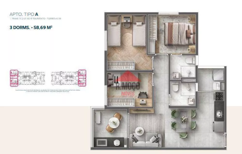 Apartamento, 2 quartos, 48 m² - Foto 2