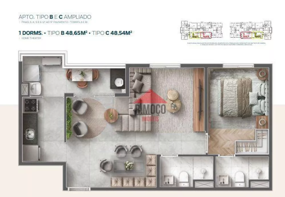 Apartamento, 2 quartos, 48 m² - Foto 3