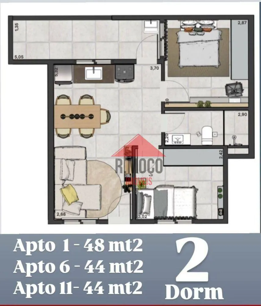 Apartamento, 2 quartos, 44 m² - Foto 1