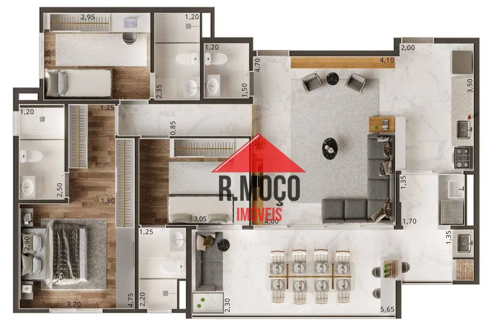 Apartamento, 3 quartos, 100 m² - Foto 2