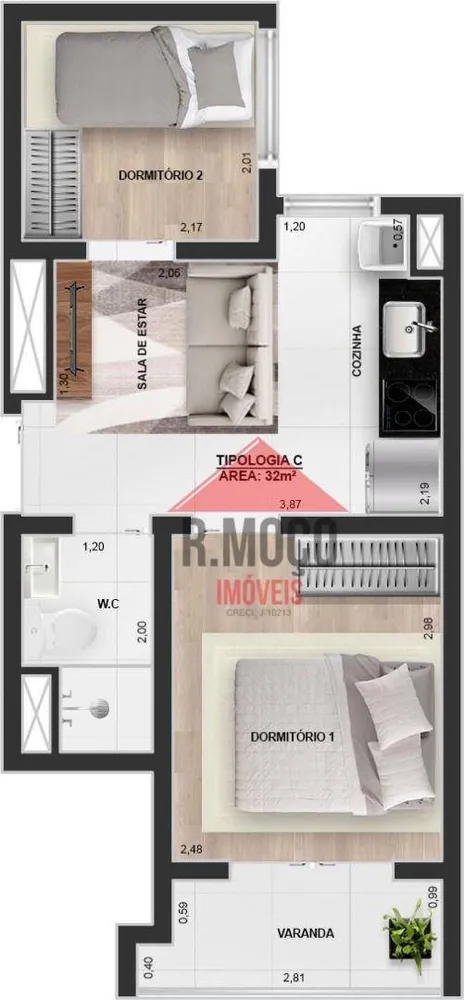 Apartamento, 2 quartos, 32 m² - Foto 6