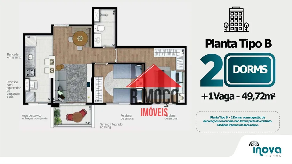 Apartamento, 2 quartos, 49 m² - Foto 1
