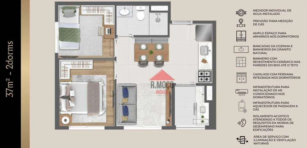 Apartamento, 2 quartos, 37 m² - Foto 8