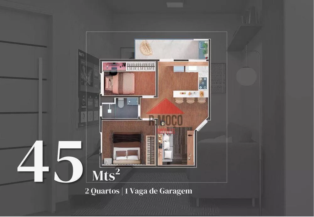 Apartamento, 2 quartos, 45 m² - Foto 1