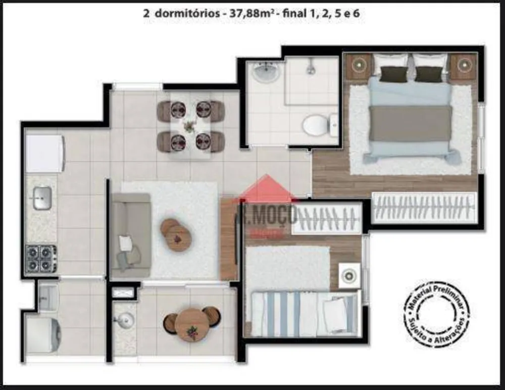 Apartamento, 2 quartos, 37 m² - Foto 5