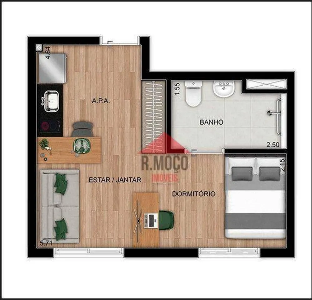 Kitnet-Studio, 27 m² - Foto 2