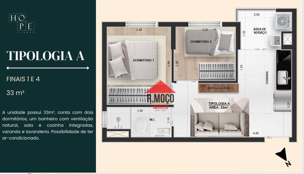 Apartamento, 2 quartos, 33 m² - Foto 4