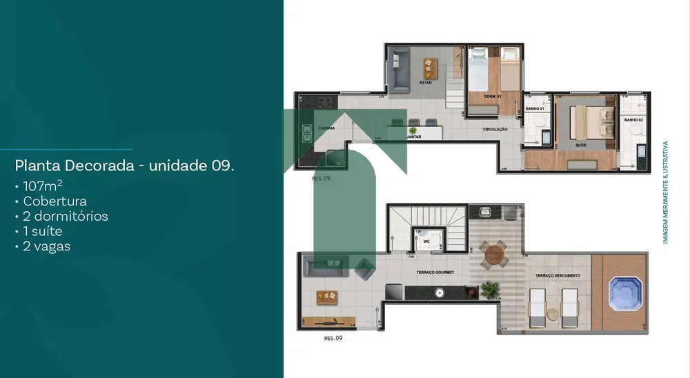 Cobertura, 2 quartos, 107 m² - Foto 2