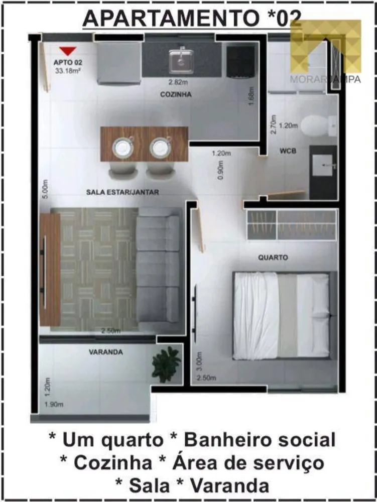 Apartamento, 1 quarto, 33 m² - Foto 3