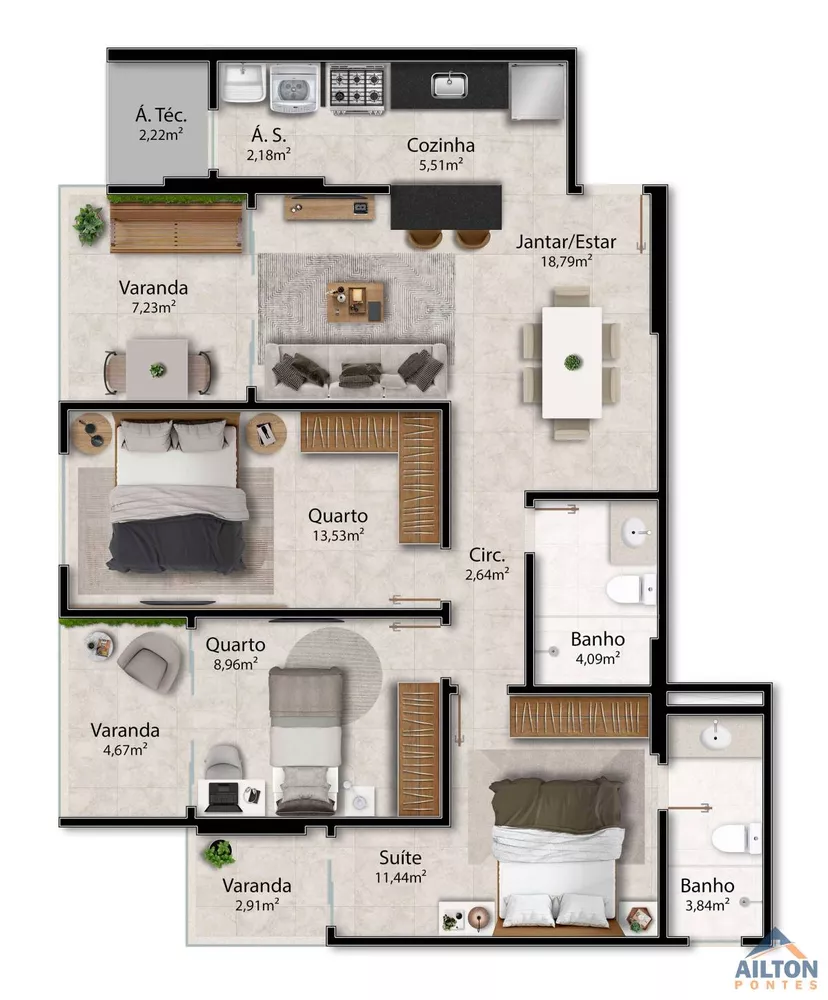 Apartamento, 3 quartos, 96 m² - Foto 2