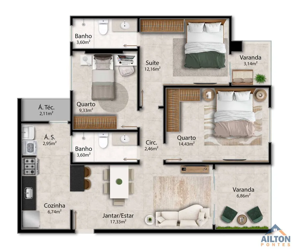 Apartamento, 3 quartos, 96 m² - Foto 13
