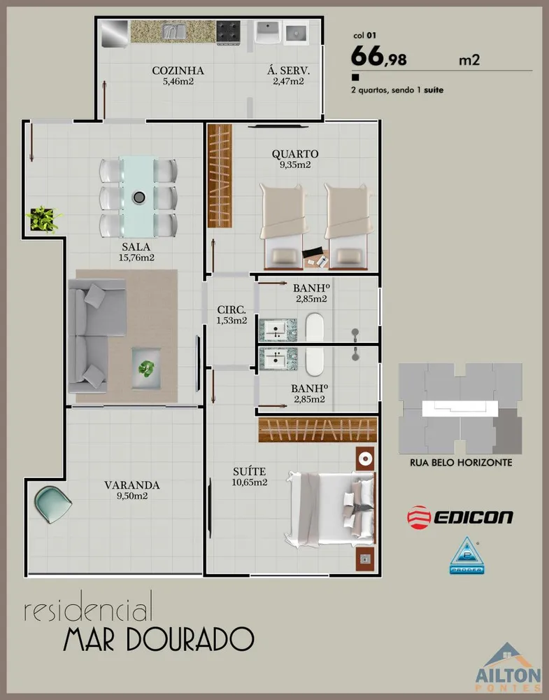 Apartamento, 2 quartos, 66 m² - Foto 6
