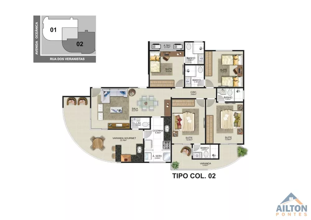 Apartamento, 4 quartos, 136 m² - Foto 2
