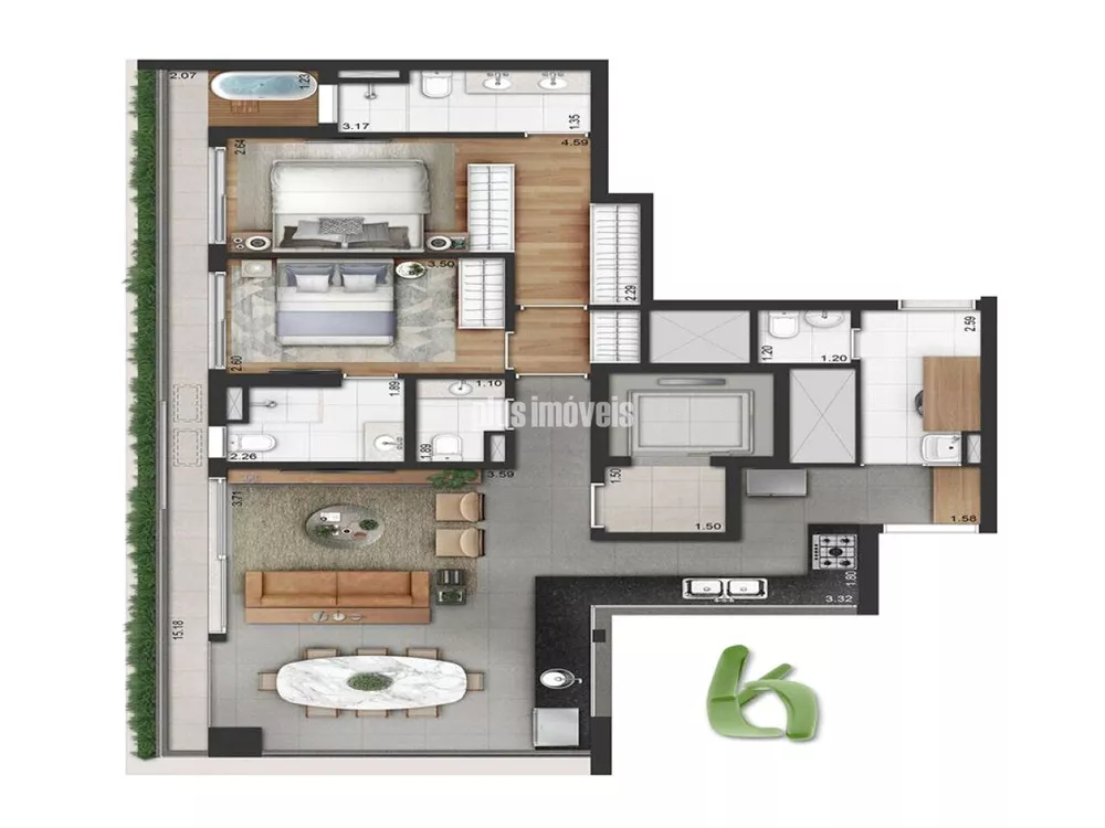 Apartamento à venda com 3 quartos, 294m² - Foto 2