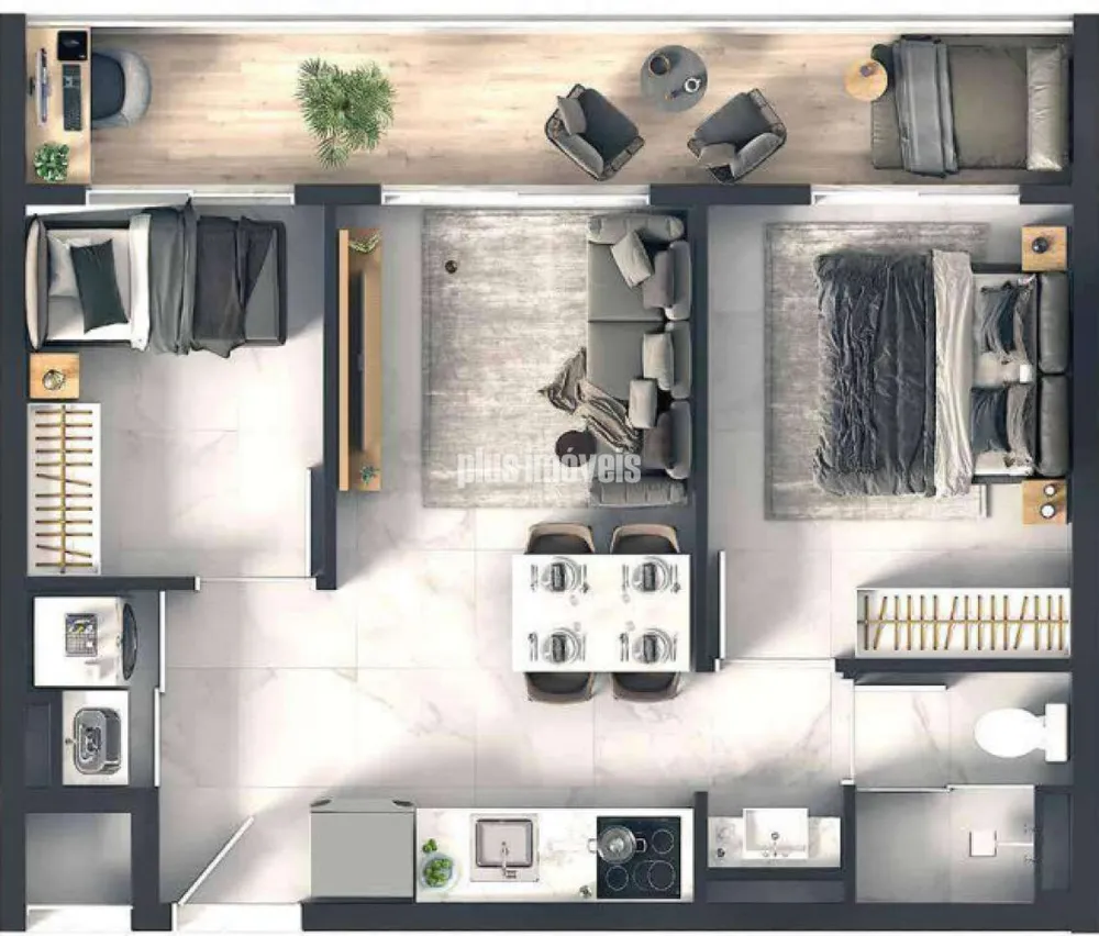 Apartamento, 1 quarto, 46 m² - Foto 1