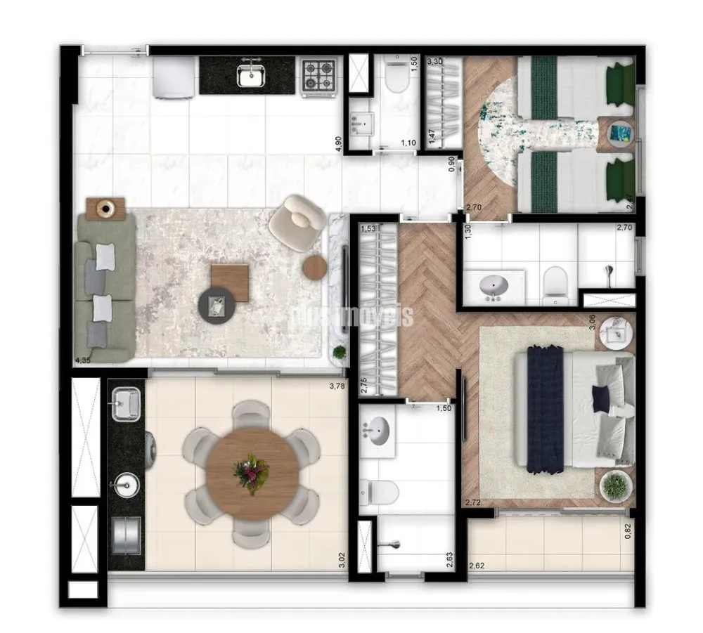 Apartamento, 2 quartos, 76 m² - Foto 3