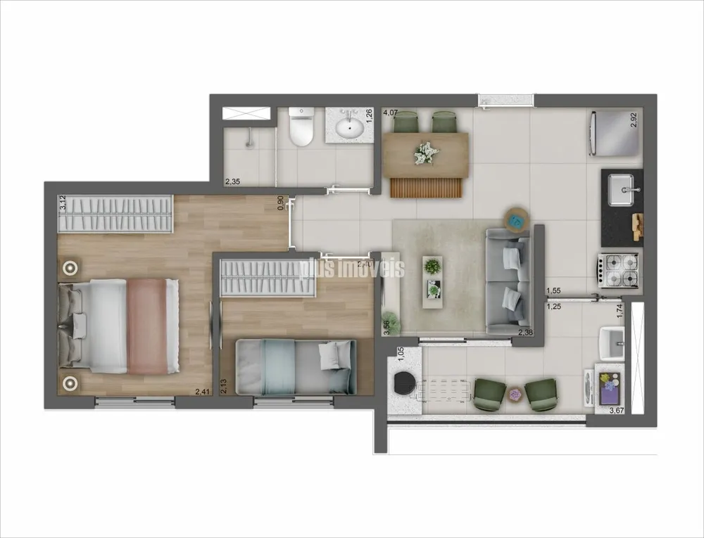 Apartamento, 2 quartos, 42 m² - Foto 1