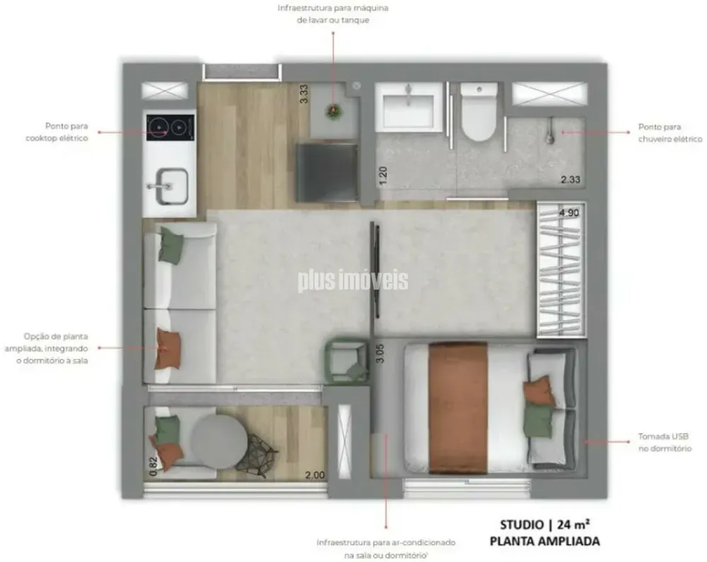 Apartamento, 1 quarto, 24 m² - Foto 2