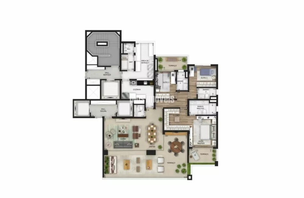 Apartamento à venda com 3 quartos, 208m² - Foto 3