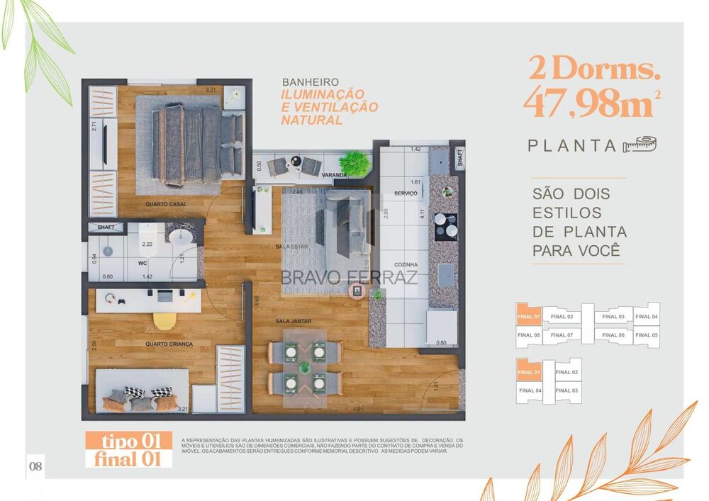 Apartamento à venda com 2 quartos, 47m² - Foto 2