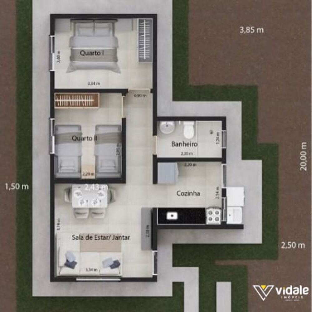 Casa, 2 quartos, 42 m² - Foto 1