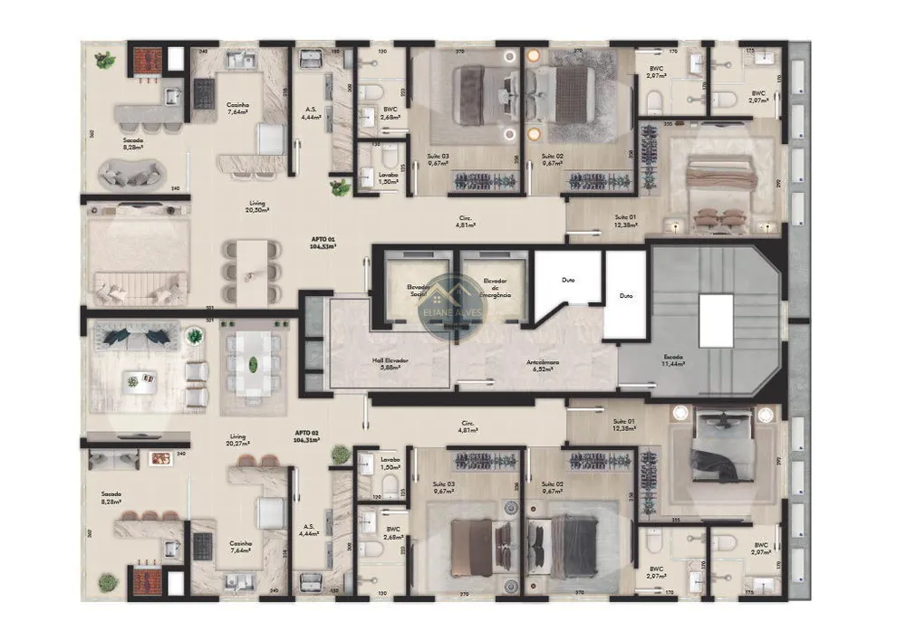 Apartamento, 3 quartos, 104 m² - Foto 9