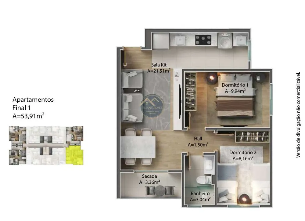 Apartamento, 2 quartos, 53 m² - Foto 9