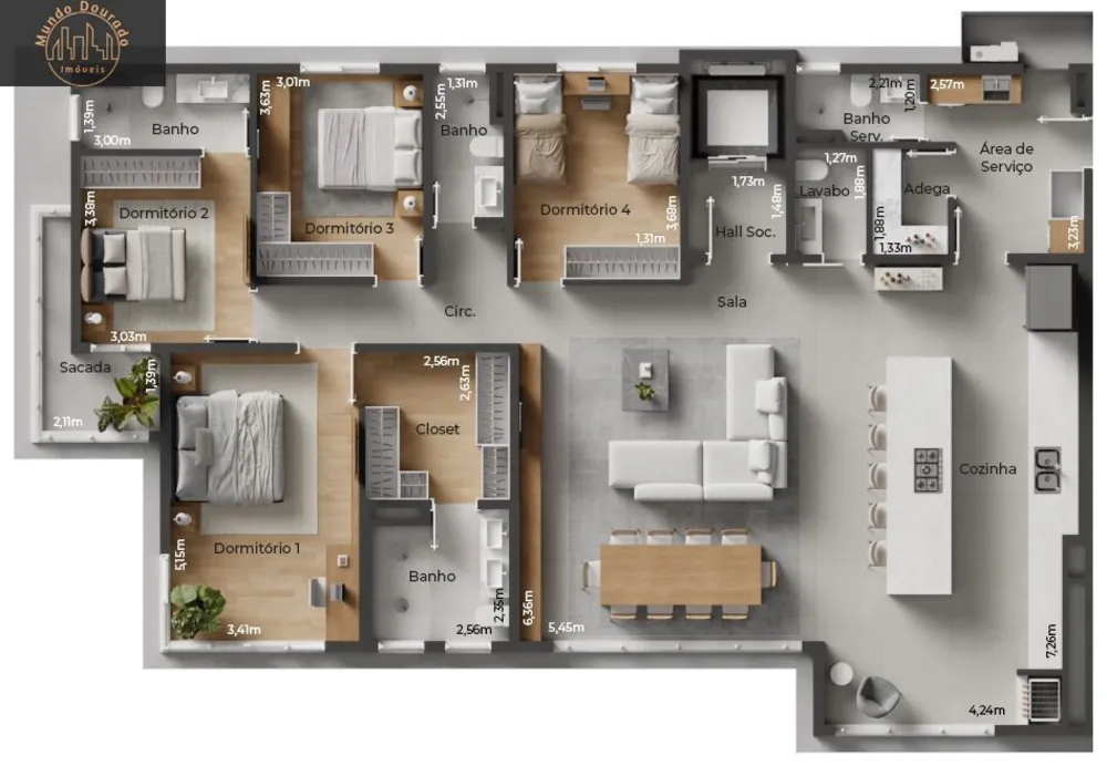 Apartamento, 4 quartos, 195 m² - Foto 8