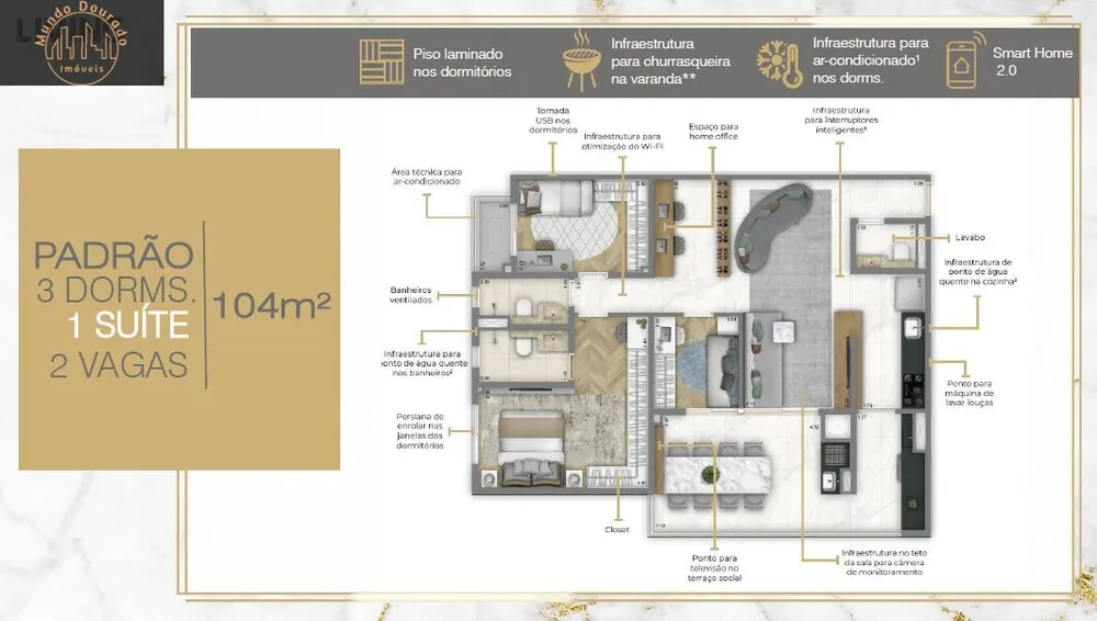 Apartamento, 3 quartos, 104 m² - Foto 3
