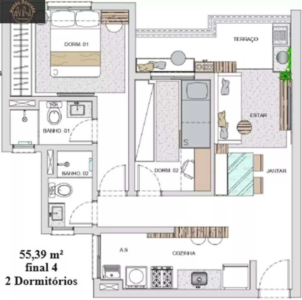 Apartamento, 2 quartos, 55 m² - Foto 3