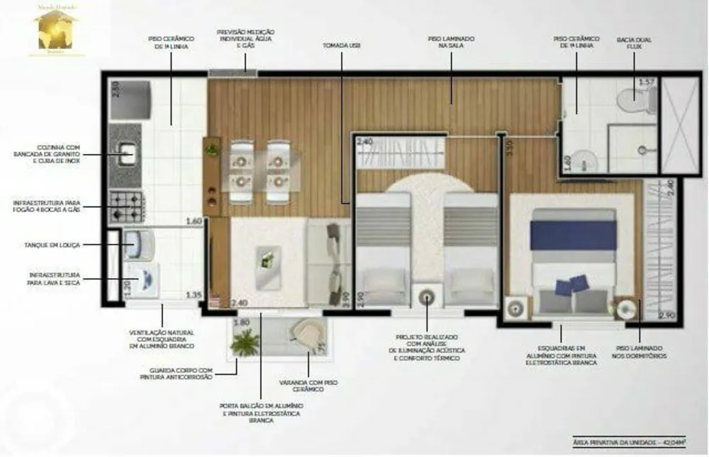 Apartamento, 2 quartos, 42 m² - Foto 5