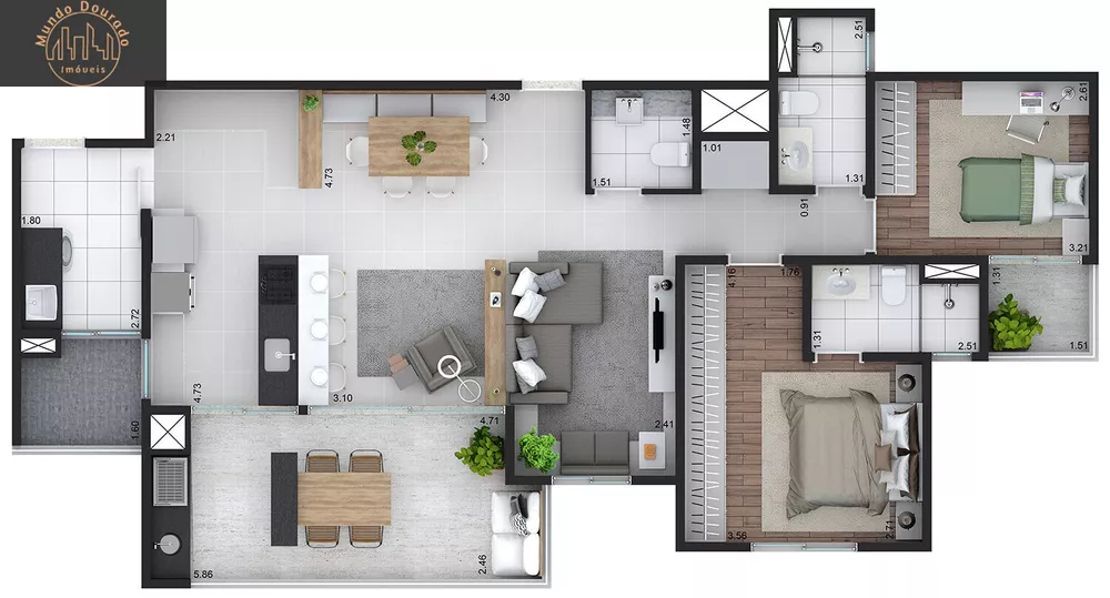 Apartamento, 3 quartos, 105 m² - Foto 2