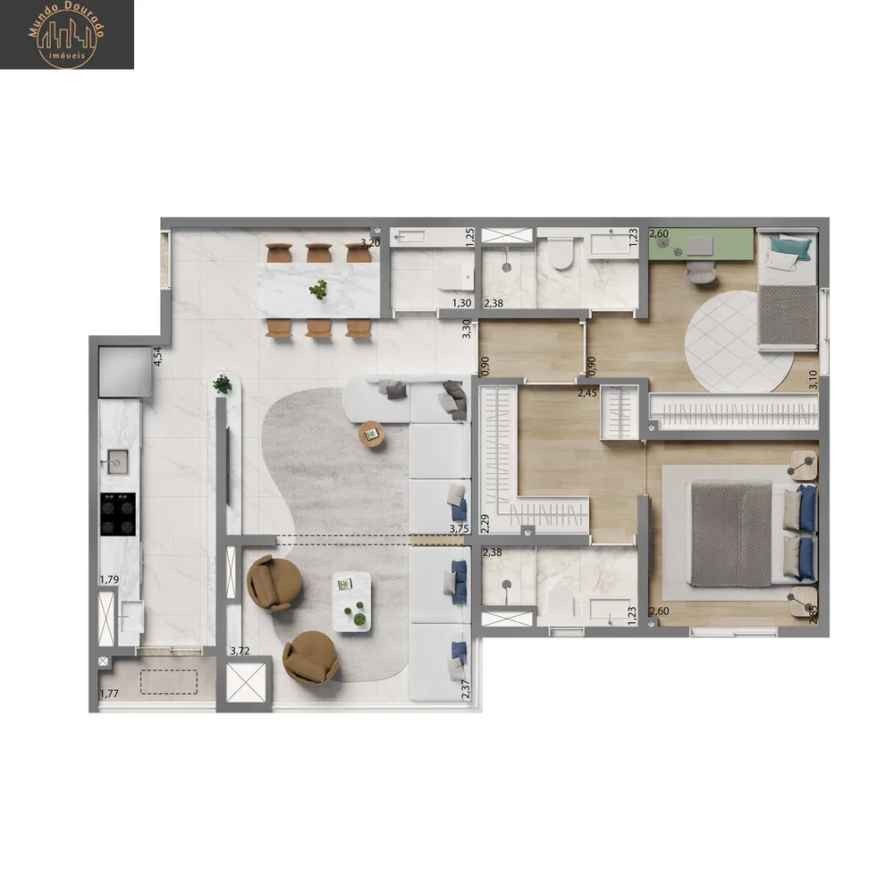 Apartamento, 2 quartos, 74 m² - Foto 3
