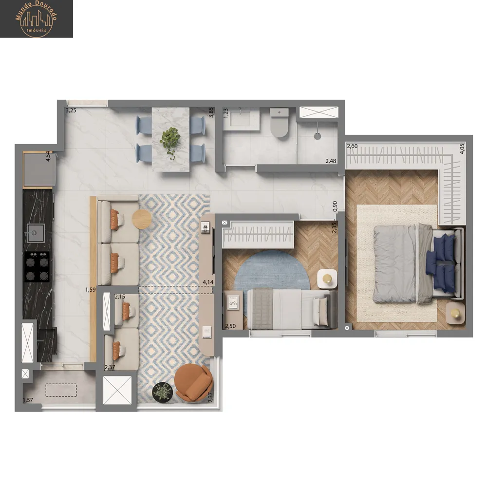 Apartamento, 2 quartos, 52 m² - Foto 2