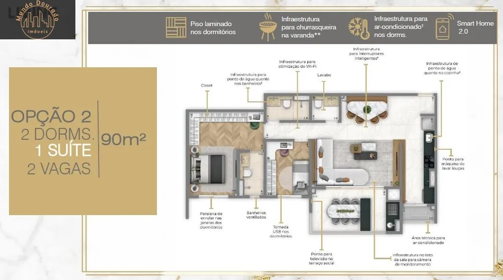 Apartamento, 2 quartos, 74 m² - Foto 2