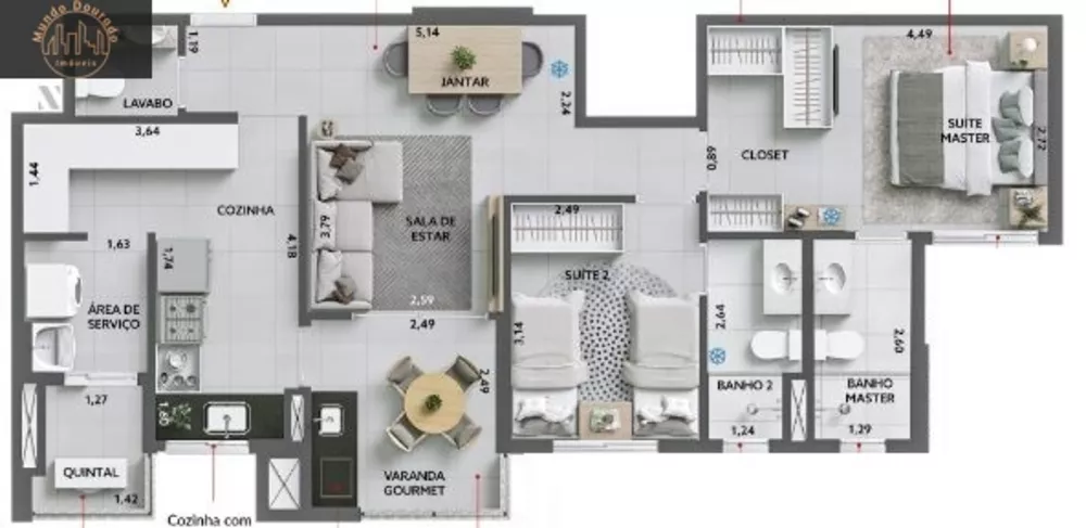 Apartamento, 3 quartos, 93 m² - Foto 3