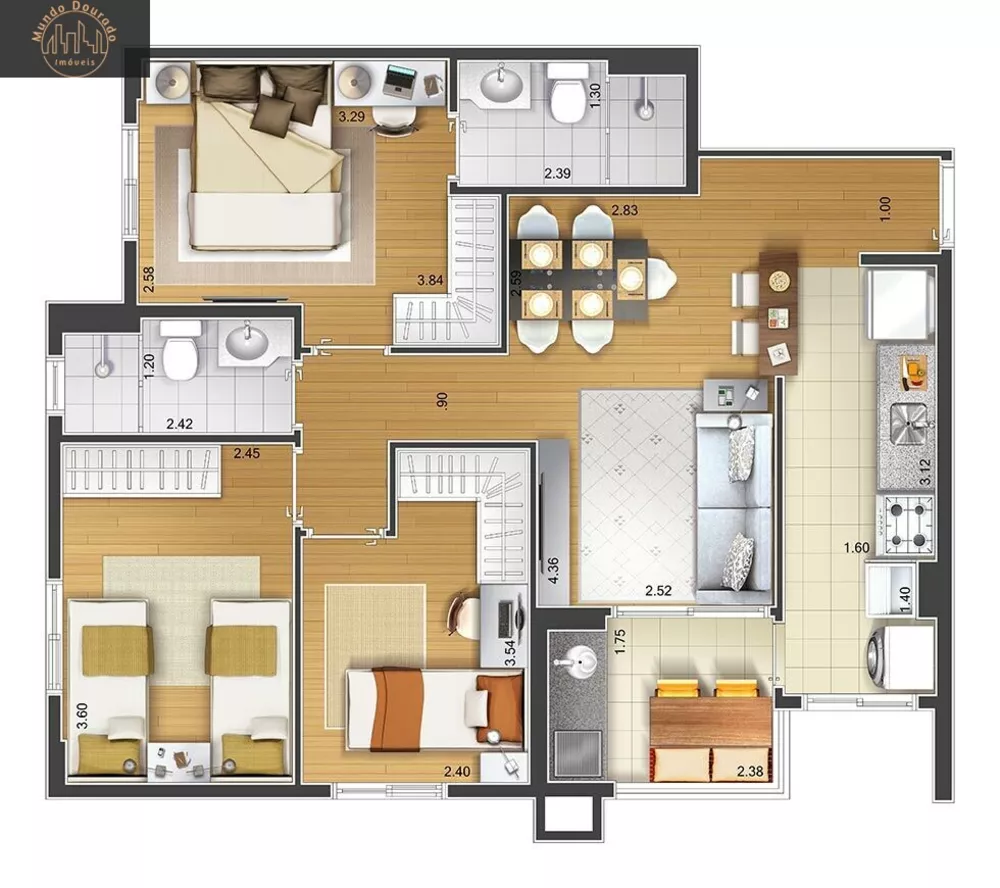 Apartamento, 3 quartos, 70 m² - Foto 3