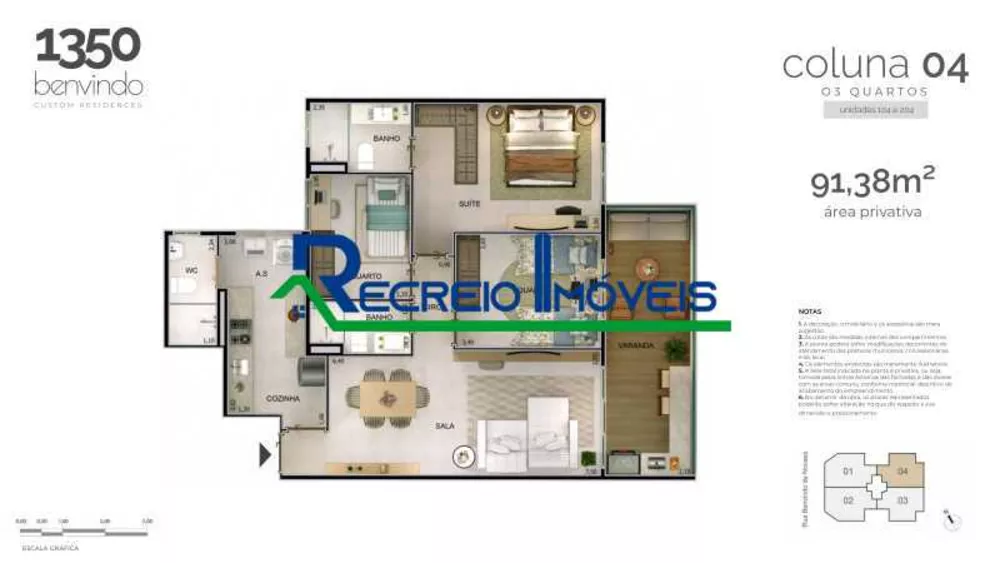 Apartamento à venda com 3 quartos, 91m² - Foto 2