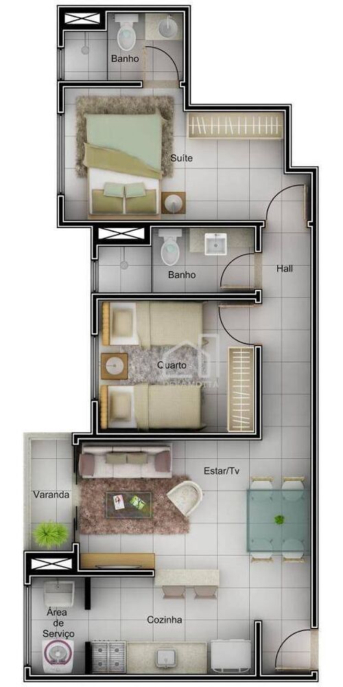 Apartamento, 2 quartos, 52 m² - Foto 1