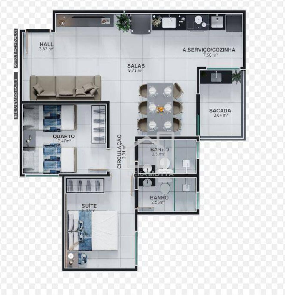 Apartamento, 2 quartos, 52 m² - Foto 1