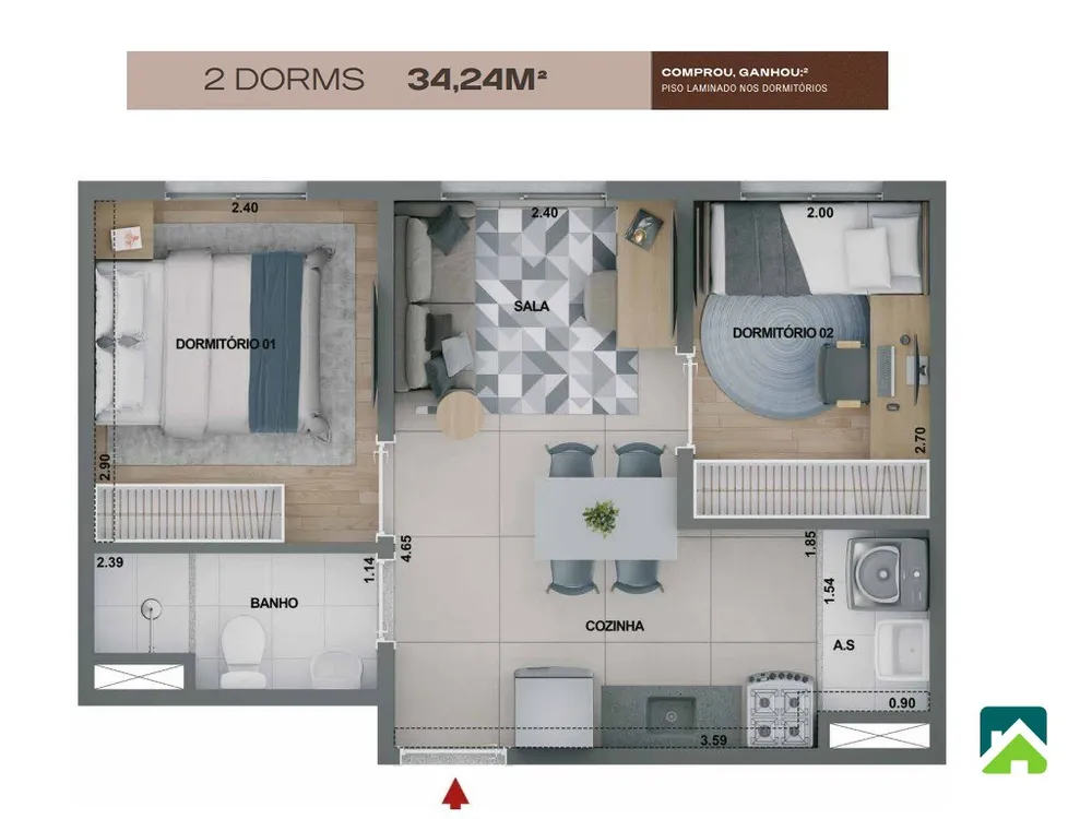 Apartamento, 1 quarto, 35 m² - Foto 4